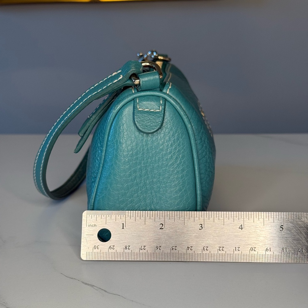 Dooney & Bourke Dillen Mini Barrel Bag in Turquoise Pebbled Leather (RARE) - Picture 10 of 10